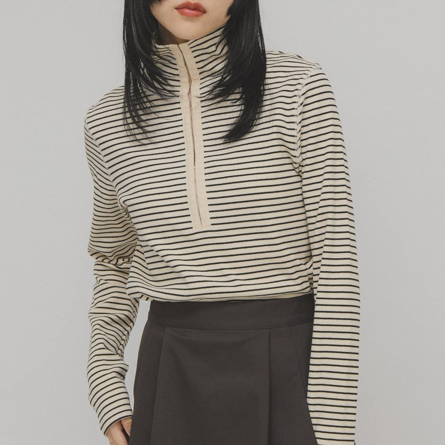 KBF 高領條紋 tops