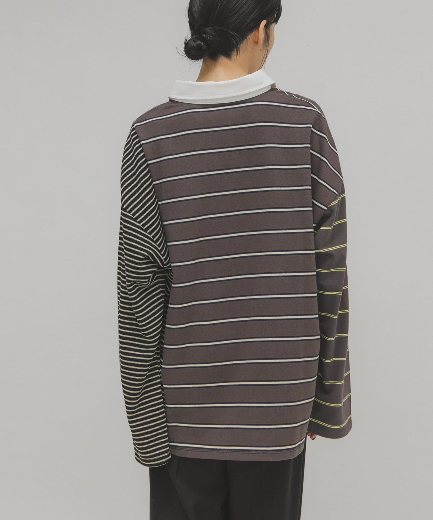 KBF 寬鬆條紋拼接上衣