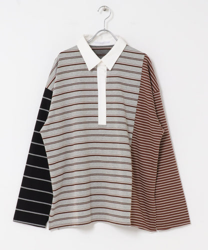 KBF 寬鬆條紋拼接上衣