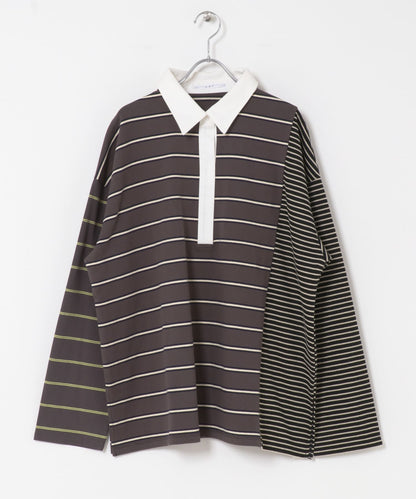 KBF 寬鬆條紋拼接上衣