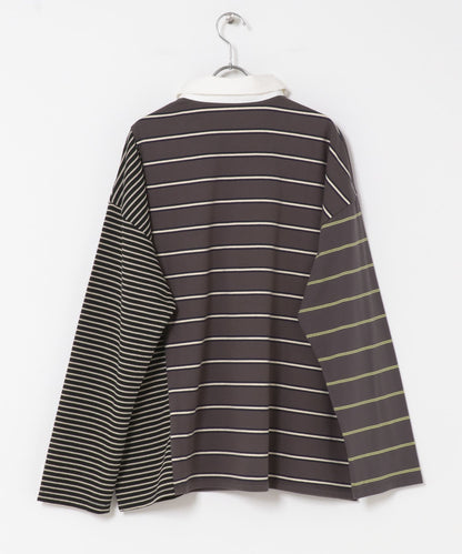 KBF 寬鬆條紋拼接上衣