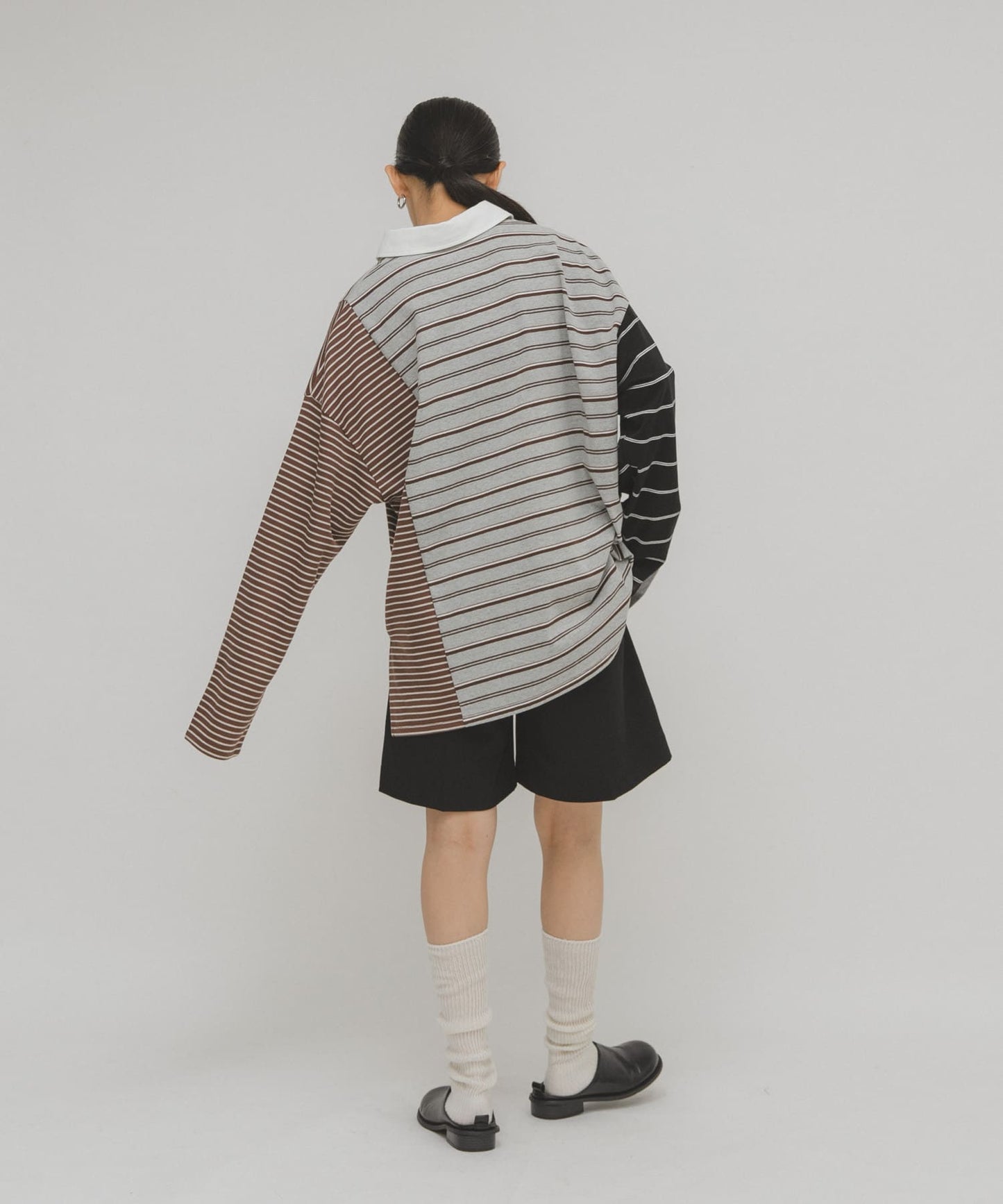 KBF 寬鬆條紋拼接上衣