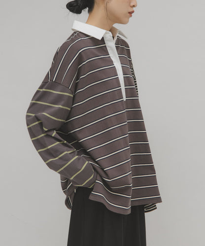 KBF 寬鬆條紋拼接上衣