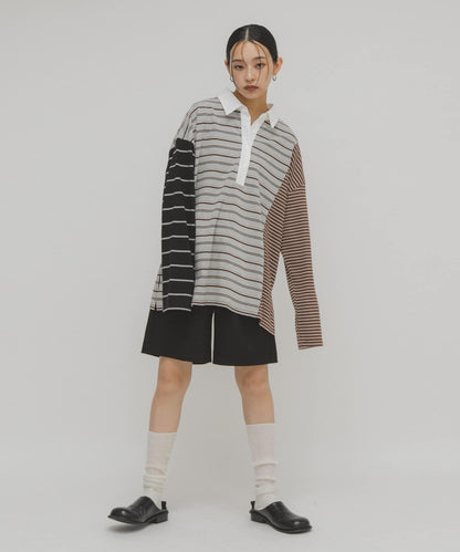 KBF 寬鬆條紋拼接上衣