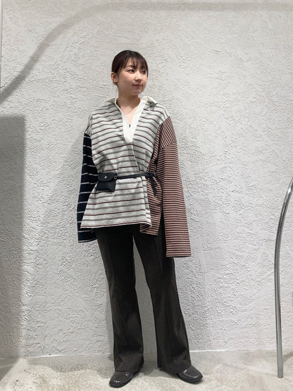 KBF 寬鬆條紋拼接上衣