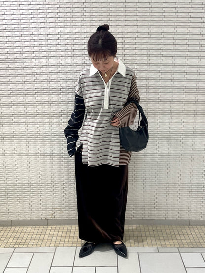 KBF 寬鬆條紋拼接上衣