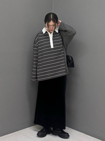 KBF 寬鬆條紋拼接上衣