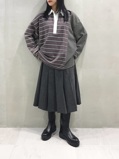 KBF 寬鬆條紋拼接上衣