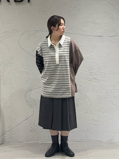 KBF 寬鬆條紋拼接上衣