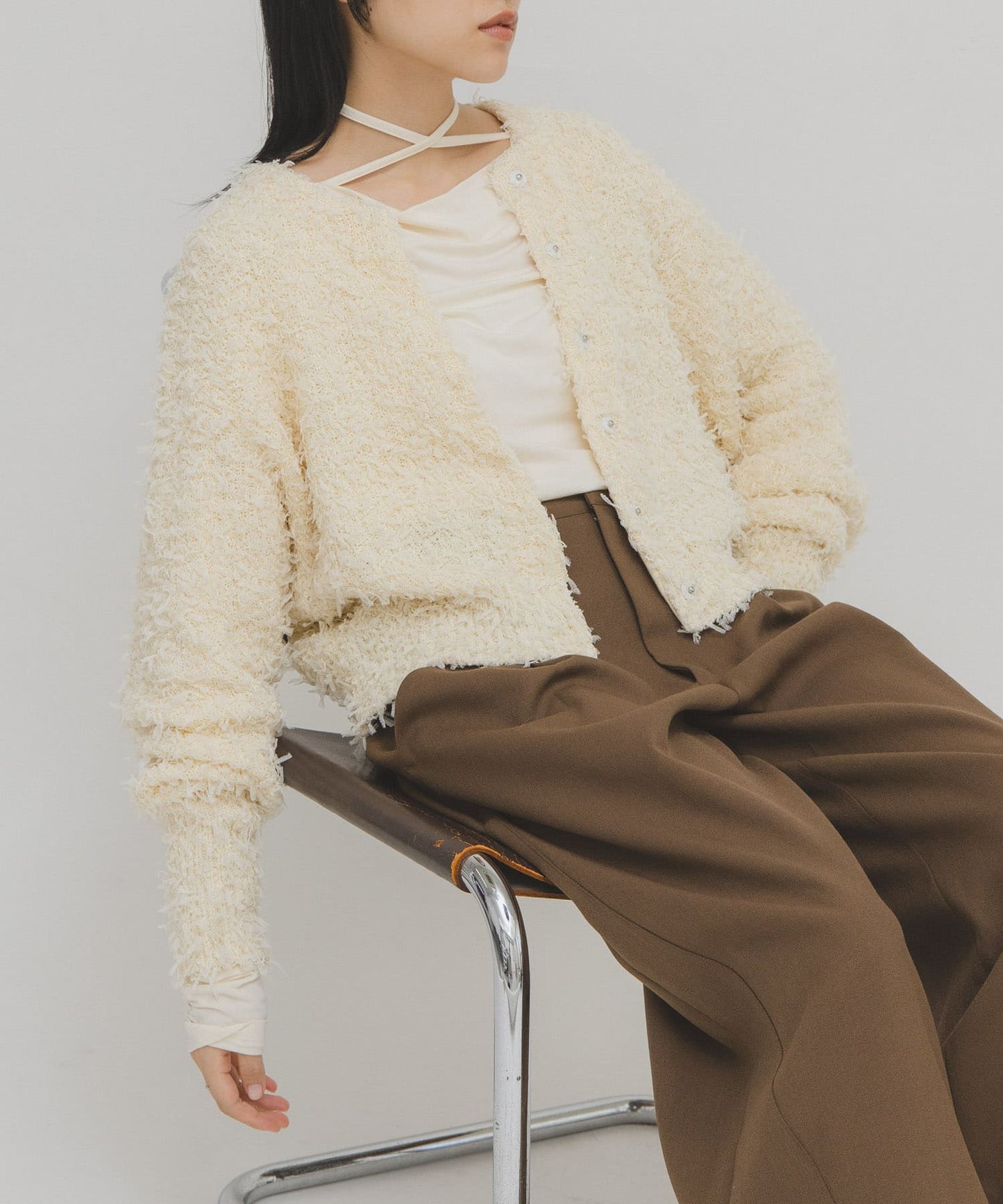 KBF tulle fringe cardigan