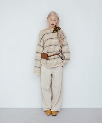 KBF 微金蔥橫條寬鬆針織Top