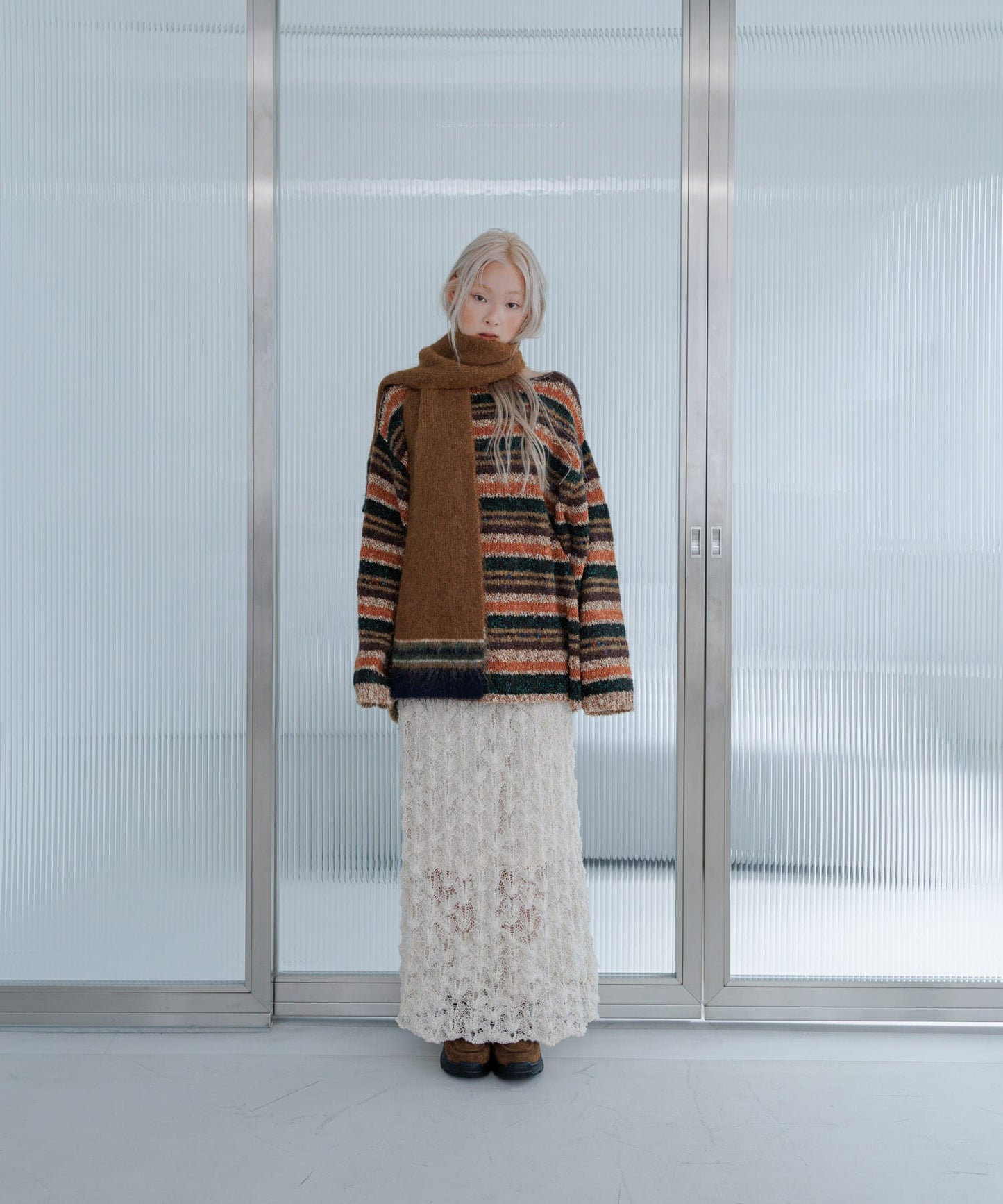 KBF 微金蔥橫條寬鬆針織Top