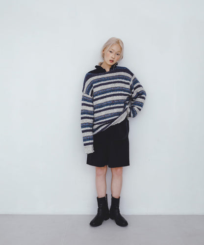 KBF 微金蔥橫條寬鬆針織Top