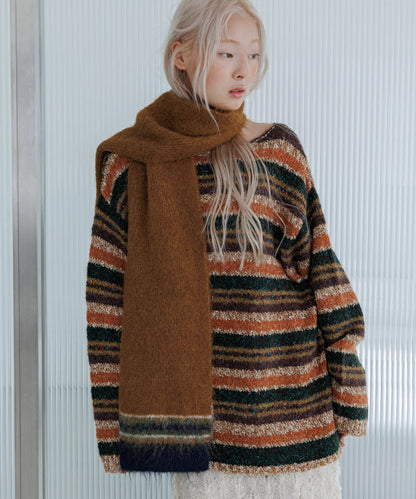 KBF 微金蔥橫條寬鬆針織Top