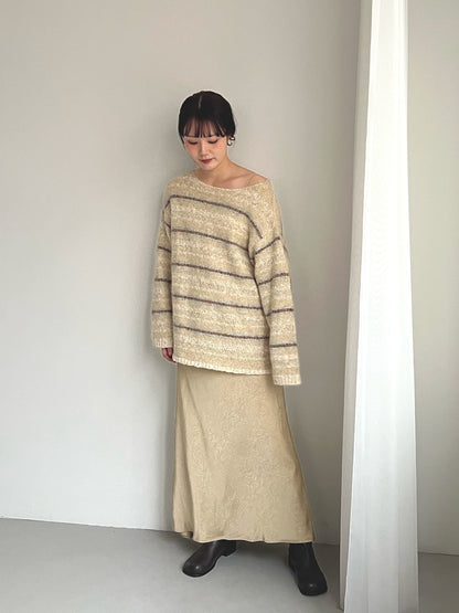 KBF 微金蔥橫條寬鬆針織Top