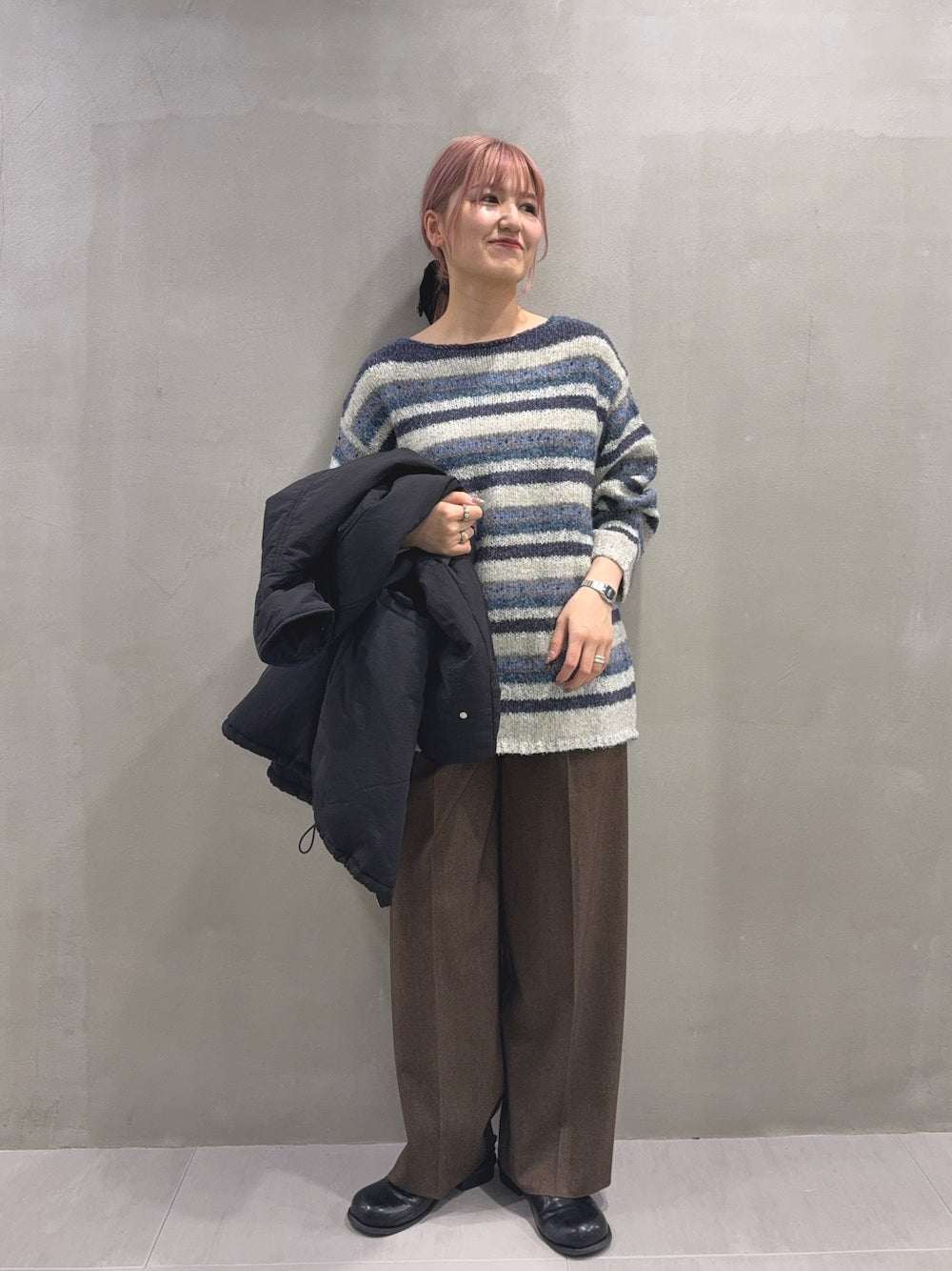 KBF 微金蔥橫條寬鬆針織Top