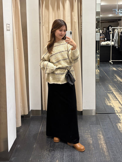 KBF 微金蔥橫條寬鬆針織Top