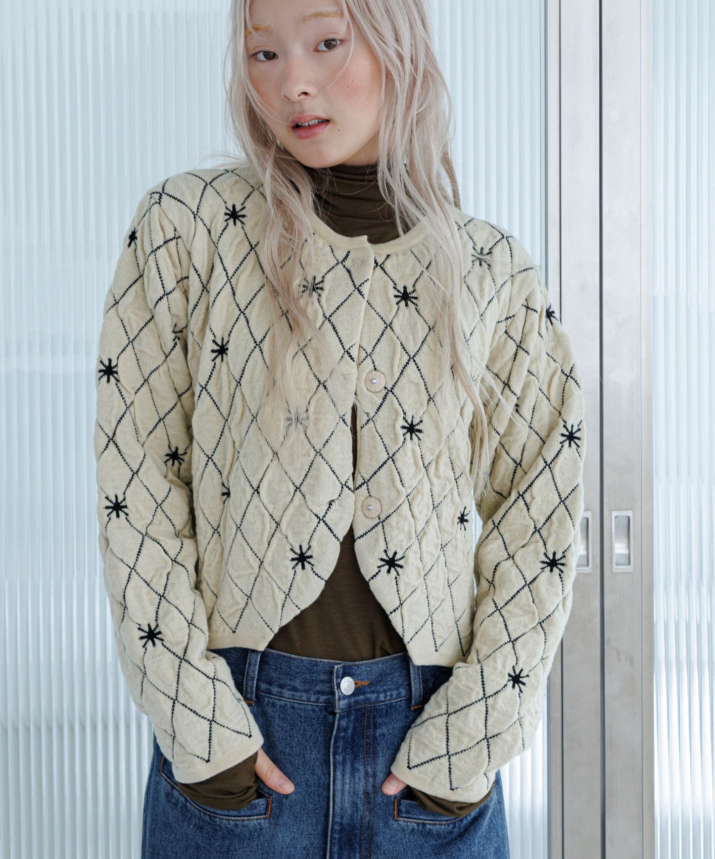 KBF 星星菱格短Cardigan