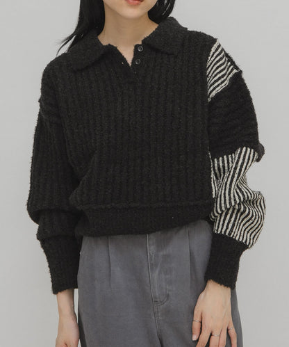 KBF Bicolor design sleeve knit