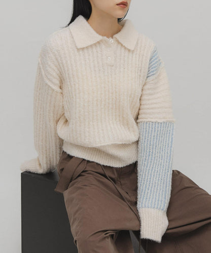 KBF Bicolor design sleeve knit