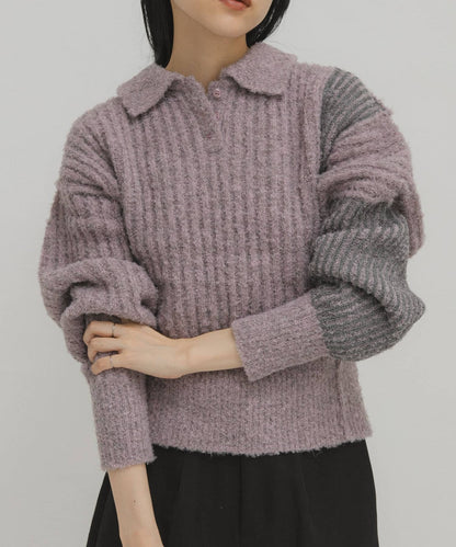 KBF Bicolor design sleeve knit