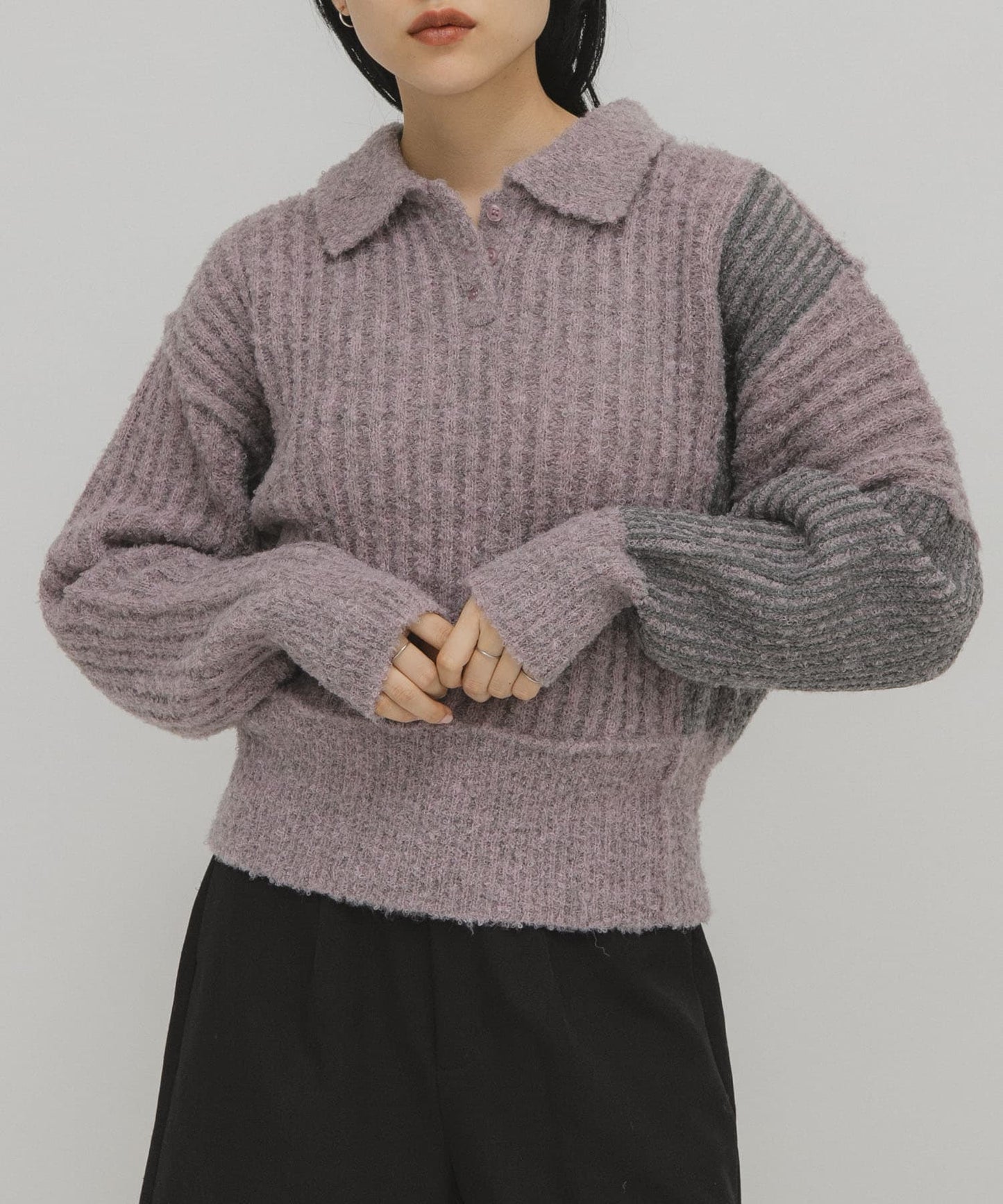 KBF Bicolor design sleeve knit