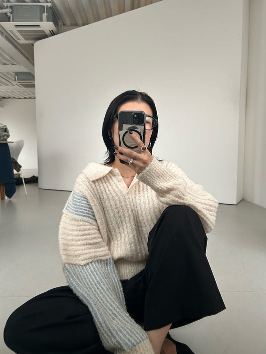 KBF Bicolor design sleeve knit