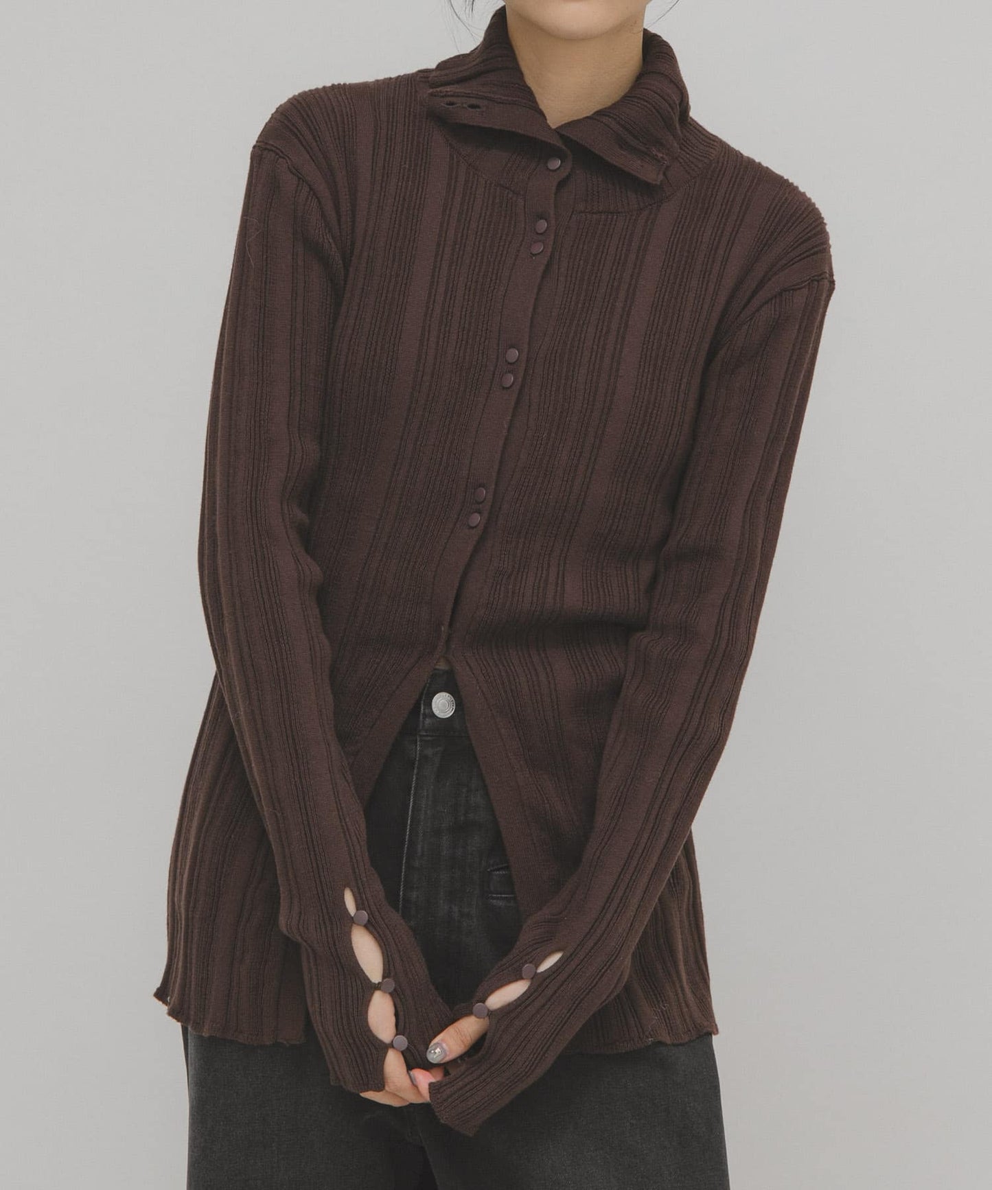 KBF 紐扣隨機羅紋針織衫