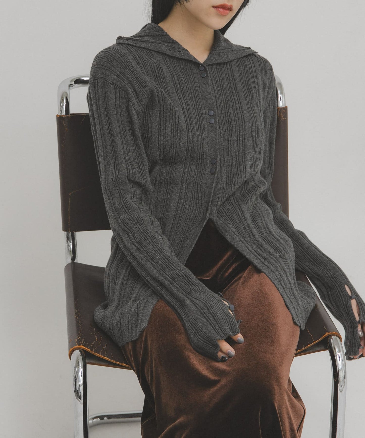 KBF 紐扣隨機羅紋針織衫