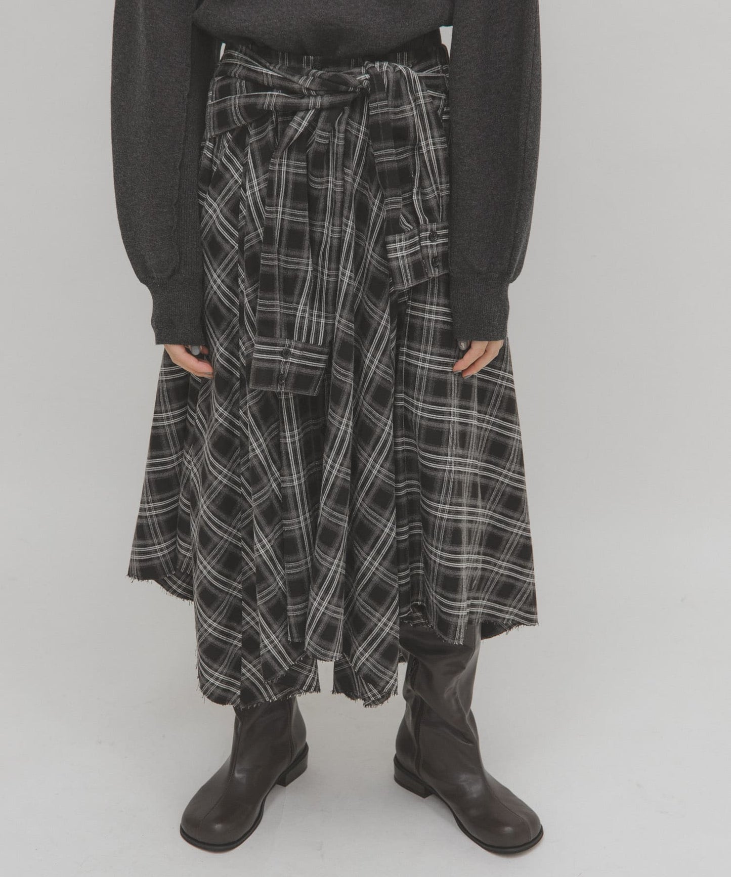 「單着 / Layer」KBF 打結格紋裙