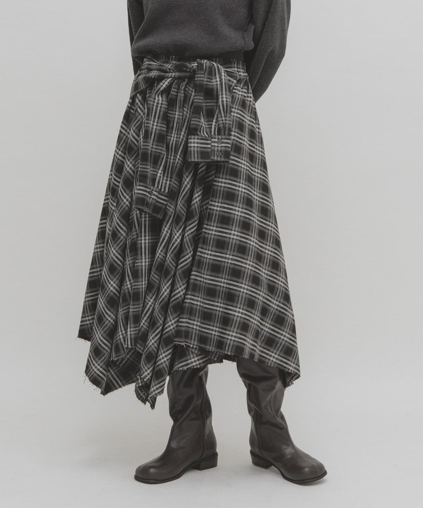 「單着 / Layer」KBF 打結格紋裙