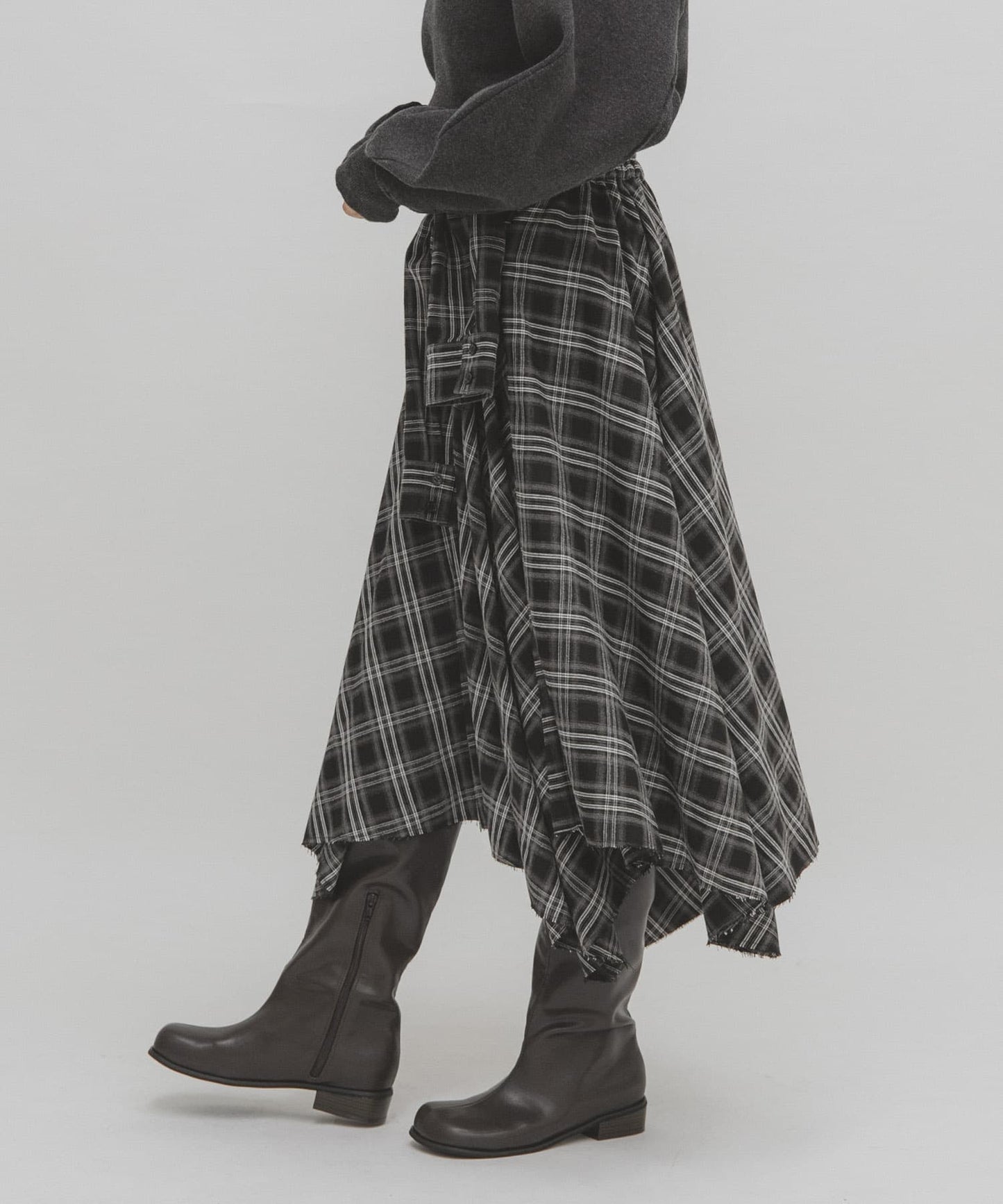 「單着 / Layer」KBF 打結格紋裙