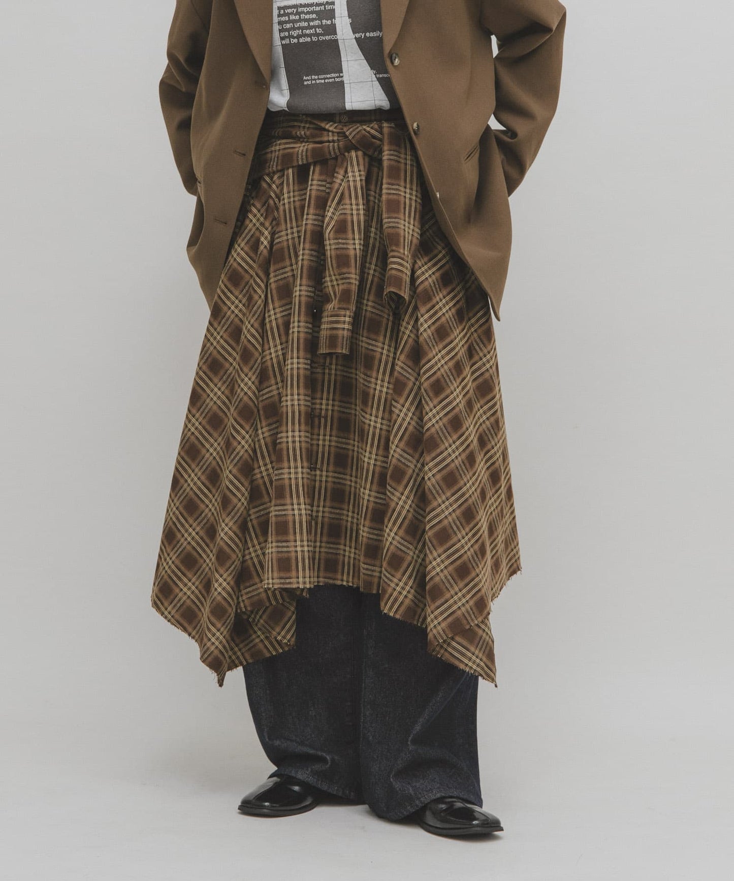 「單着 / Layer」KBF 打結格紋裙