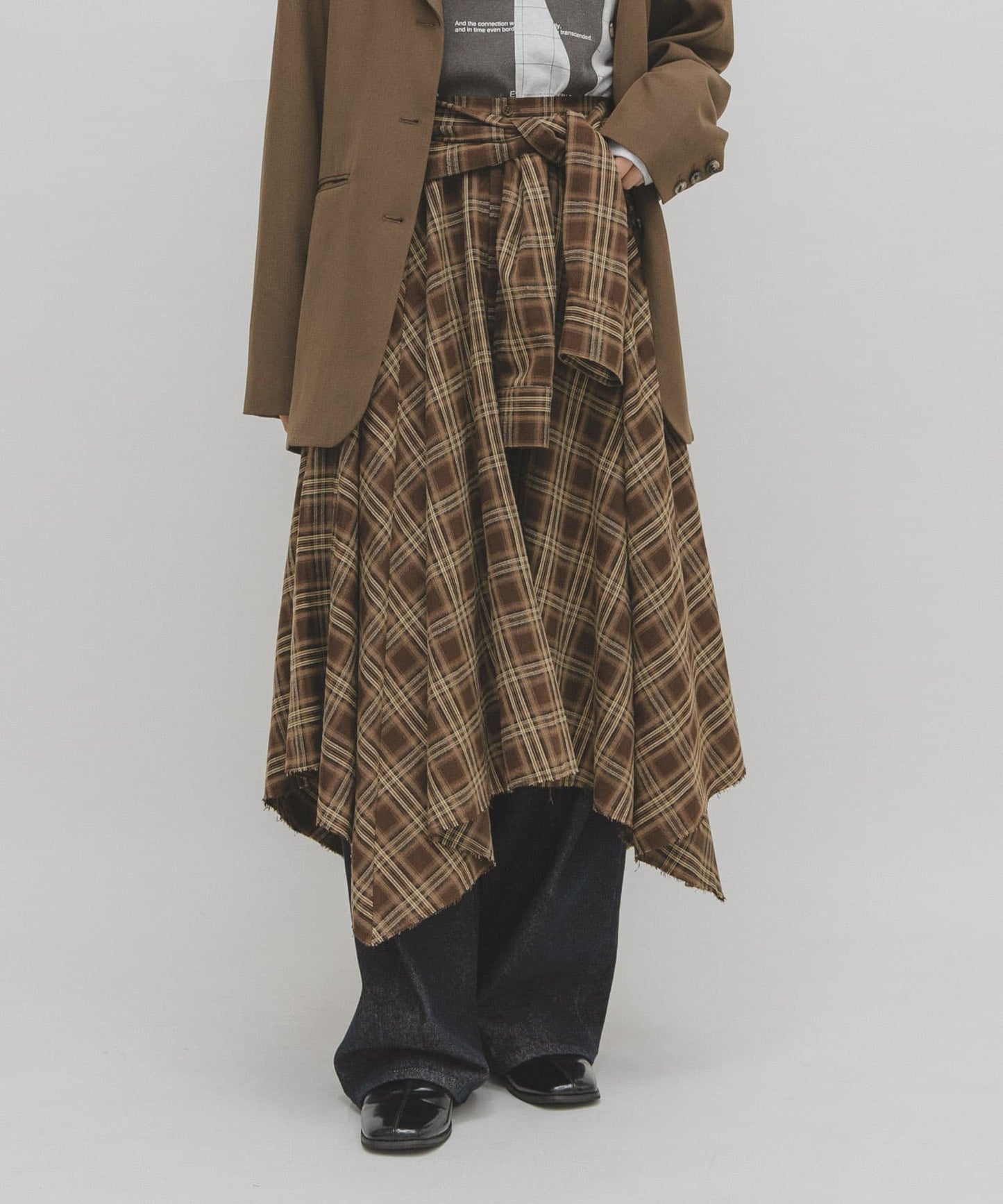 「單着 / Layer」KBF 打結格紋裙