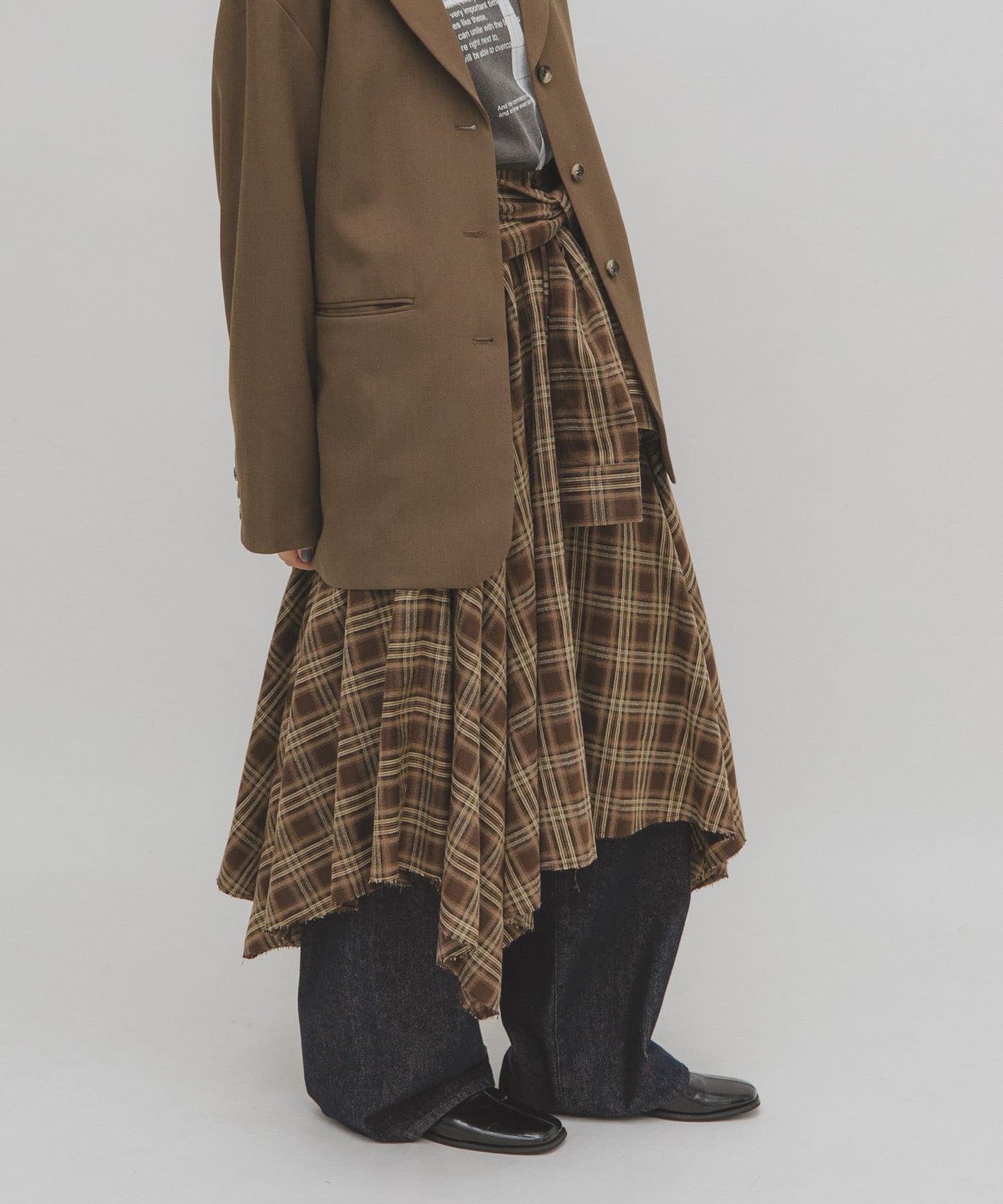 「單着 / Layer」KBF 打結格紋裙