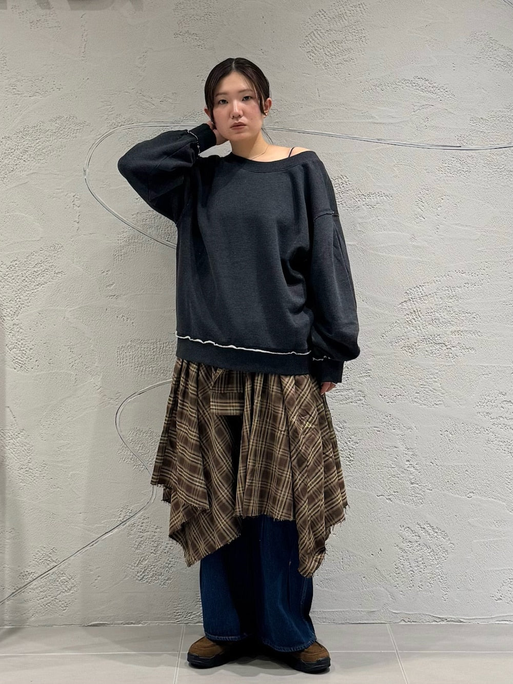 「單着 / Layer」KBF 打結格紋裙