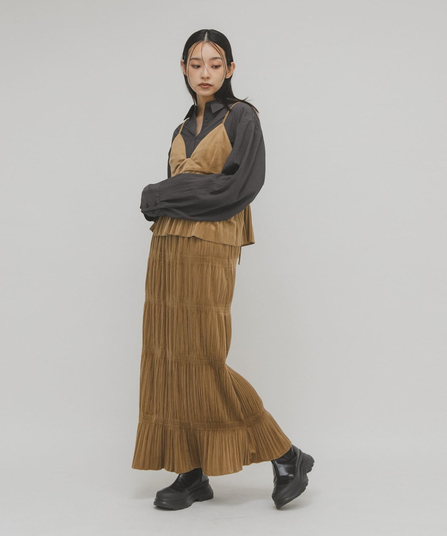 [背心+裙] KBF Majolica pleated dress SET