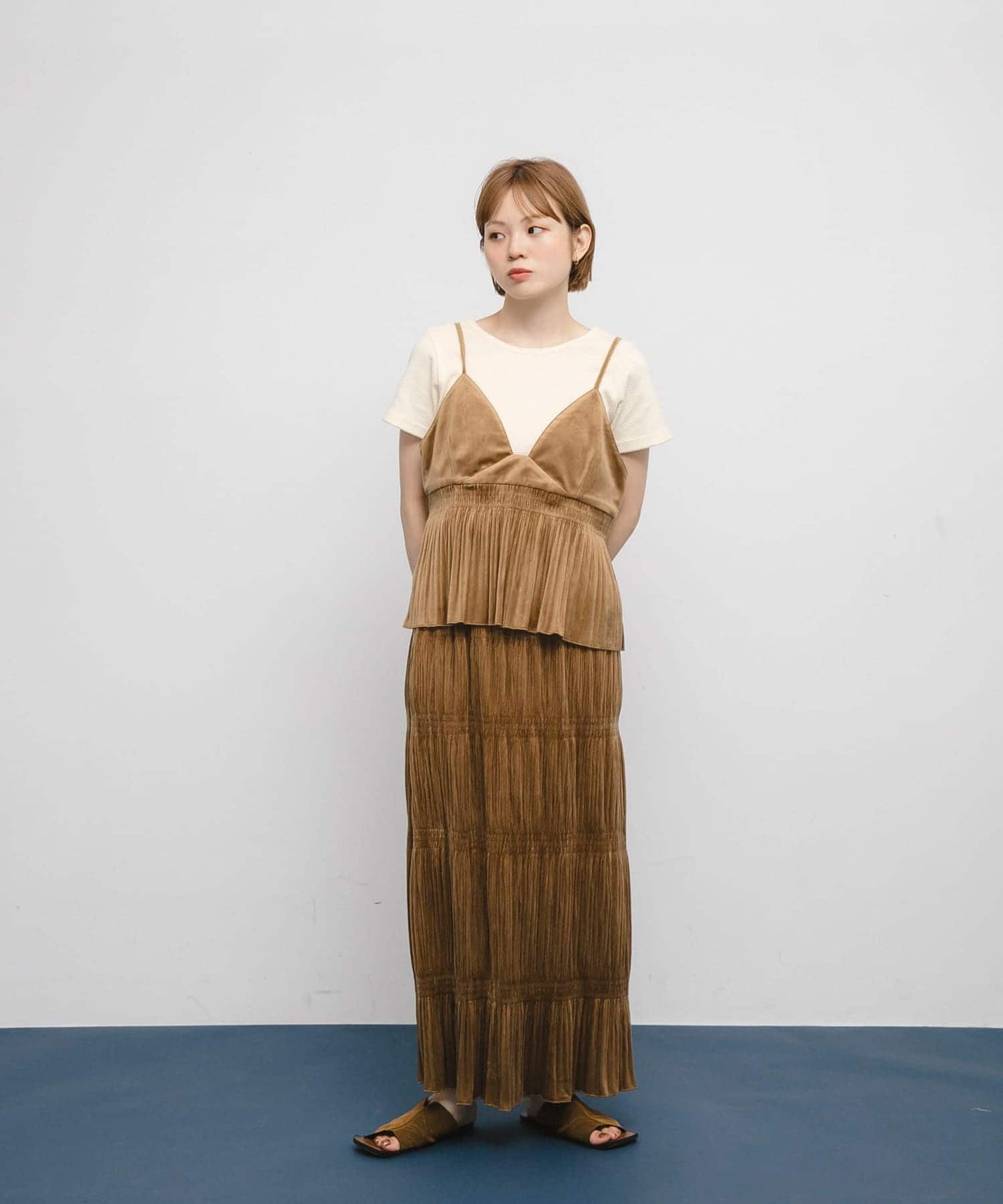 [背心+裙] KBF Majolica pleated dress SET