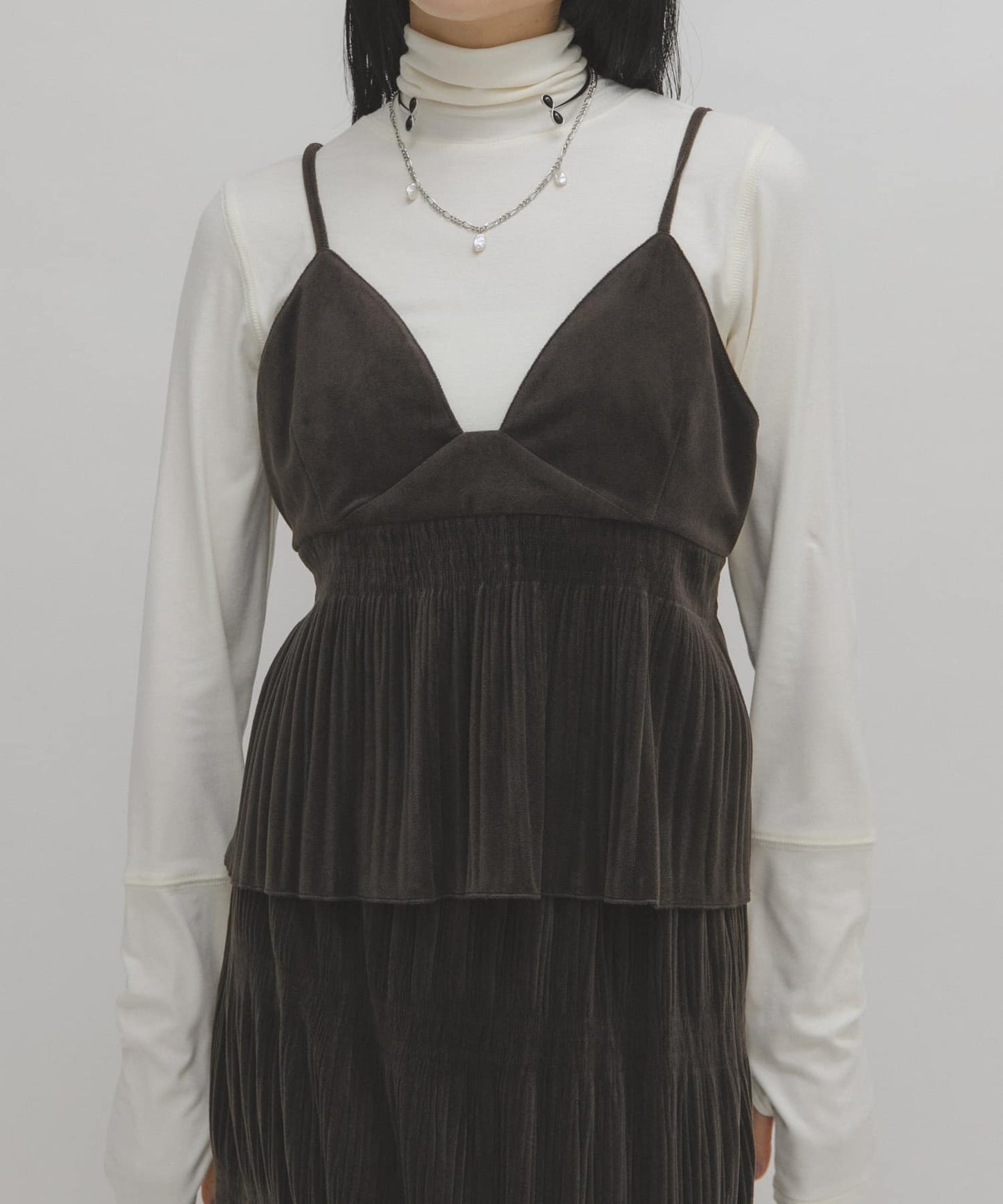 [背心+裙] KBF Majolica pleated dress SET