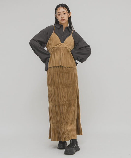 [背心+裙] KBF Majolica pleated dress SET