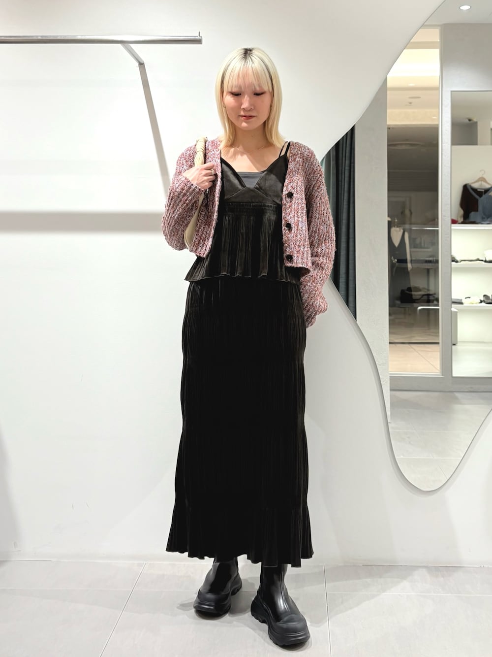 [背心+裙] KBF Majolica pleated dress SET