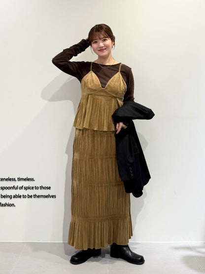 [背心+裙] KBF Majolica pleated dress SET