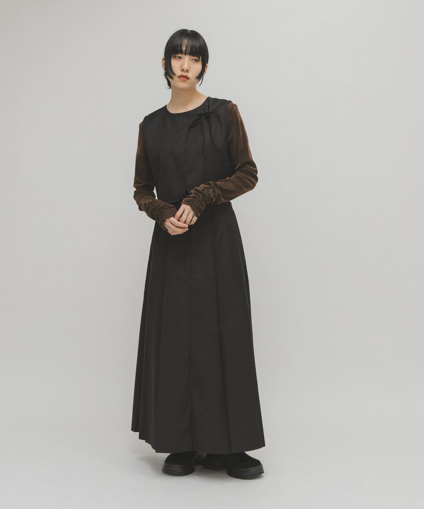 KBF 綁帶上衣+大百褶裙SET