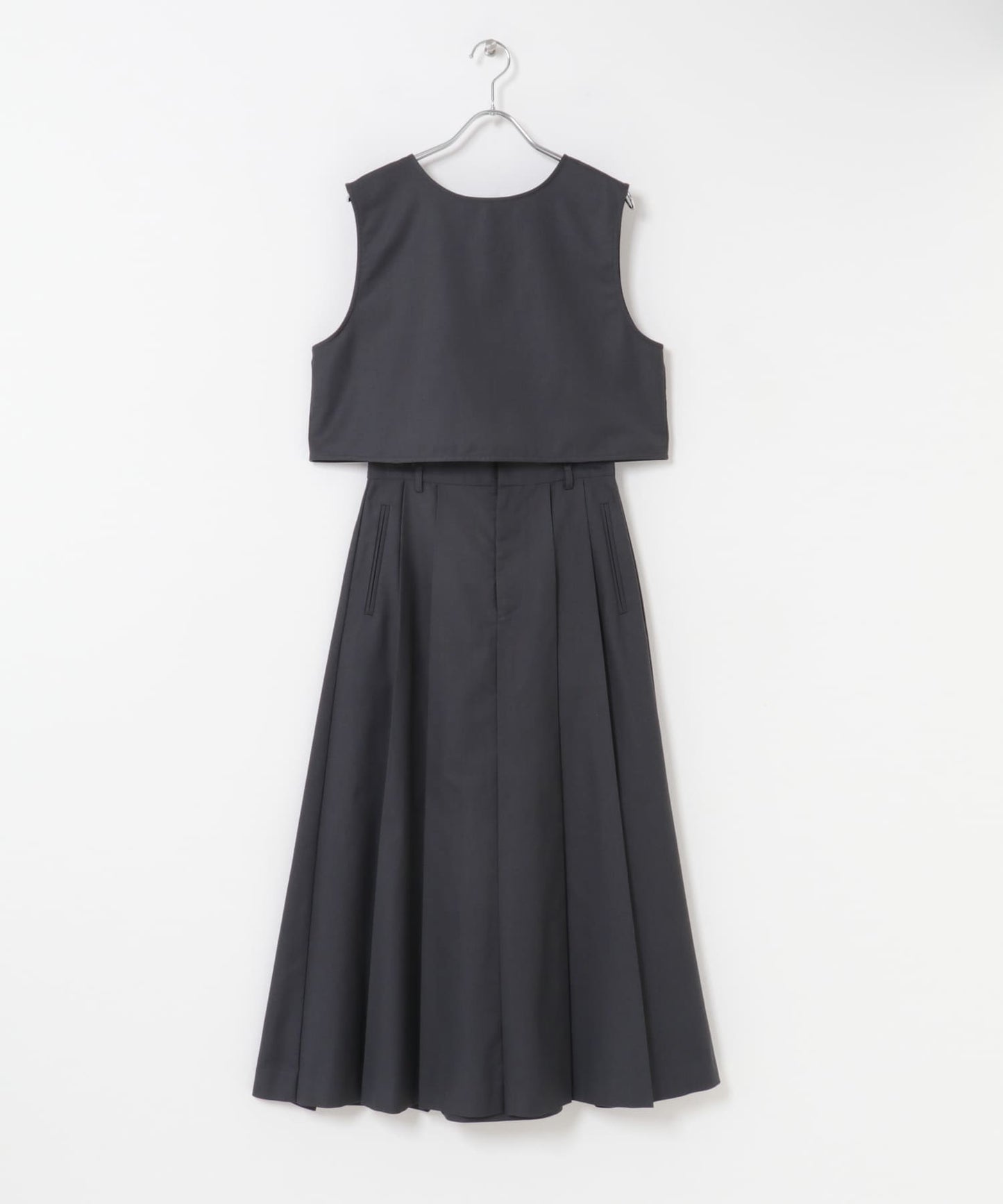 KBF 綁帶上衣+大百褶裙SET