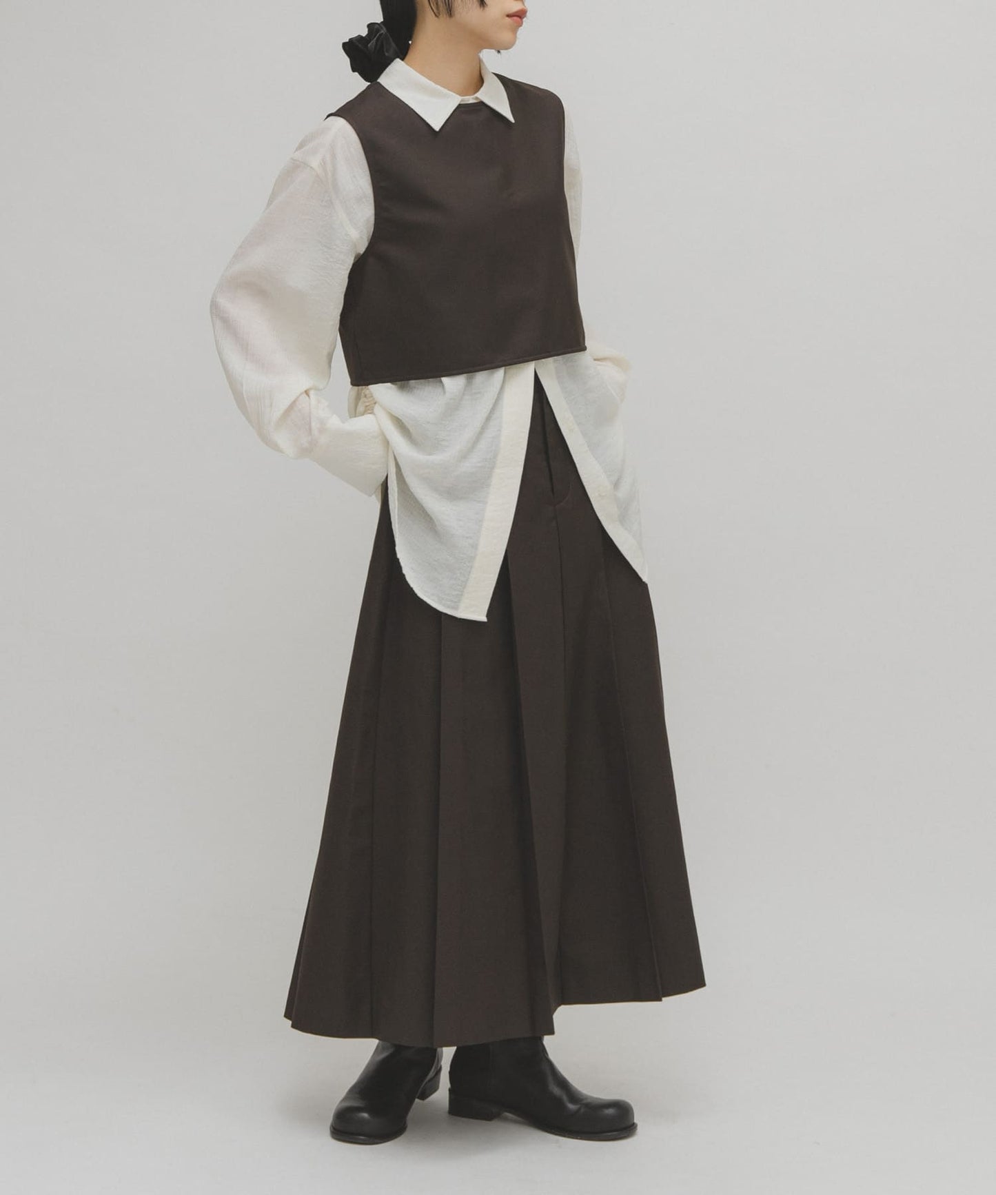 KBF 綁帶上衣+大百褶裙SET