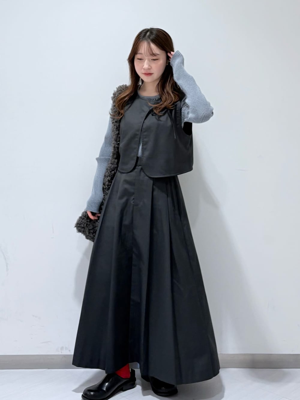 KBF 綁帶上衣+大百褶裙SET