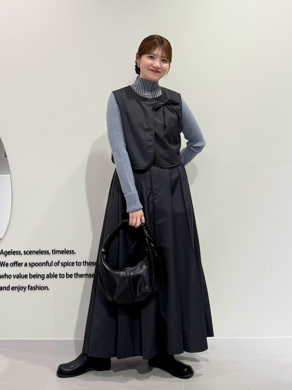 KBF 綁帶上衣+大百褶裙SET