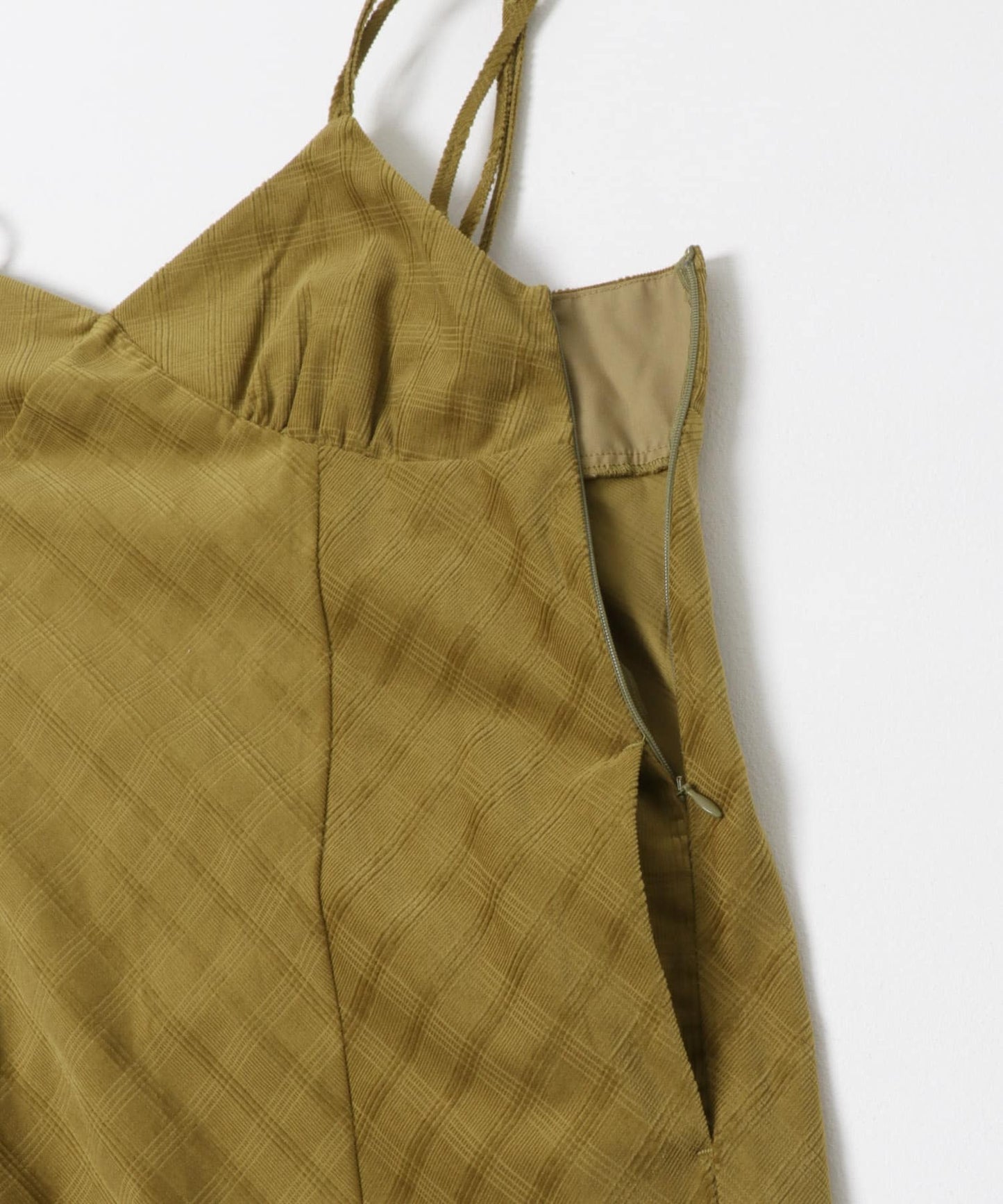 KBF 格紋燈芯絨吊帶連身裙