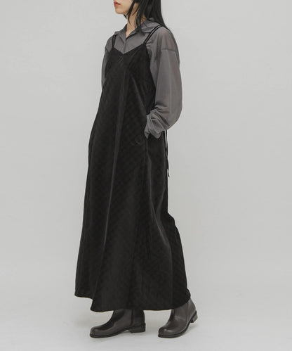 KBF 格紋燈芯絨吊帶連身裙