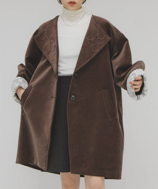 「手袖領口超靚」 KBF絲絨寬版外套